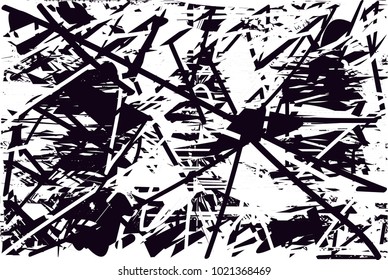 Distressed background in black and white texture with  dark spots, scratches and lines. Abstract vector illustration
