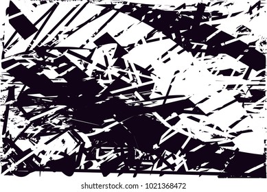 Distressed background in black and white texture with  dark spots, scratches and lines. Abstract vector illustration
