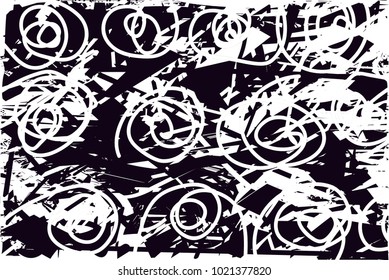Distressed background in black and white texture with  dark spots, scratches and lines. Abstract vector illustration
