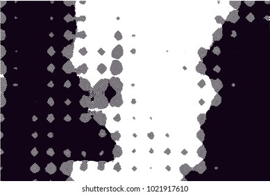 Distressed background in black and white texture with  dark spots, scratches and lines. Abstract vector illustration