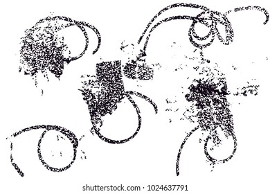 Distressed background in black and white texture with  dark spots, scratches and lines. Abstract vector illustration