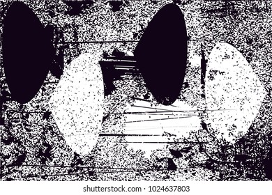 Distressed background in black and white texture with  dark spots, scratches and lines. Abstract vector illustration