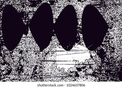 Distressed background in black and white texture with  dark spots, scratches and lines. Abstract vector illustration