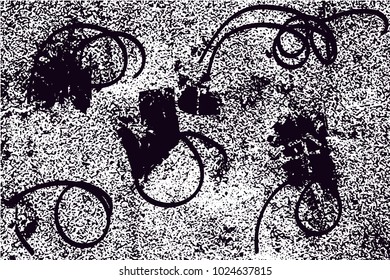 Distressed background in black and white texture with  dark spots, scratches and lines. Abstract vector illustration