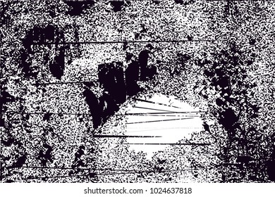 Distressed background in black and white texture with  dark spots, scratches and lines. Abstract vector illustration