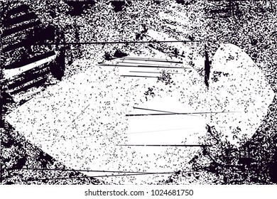 Distressed background in black and white texture with  dark spots, scratches and lines. Abstract vector illustration