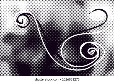 Distressed background in black and white texture with  dark spots, scratches and lines. Abstract vector illustration