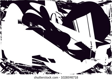 Distressed background in black and white texture with  dark spots, scratches and lines. Abstract vector illustration