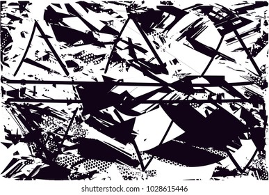 Distressed background in black and white texture with  dark spots, scratches and lines. Abstract vector illustration