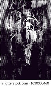 Distressed background in black and white texture with  dark spots, scratches and lines. Abstract vector illustration