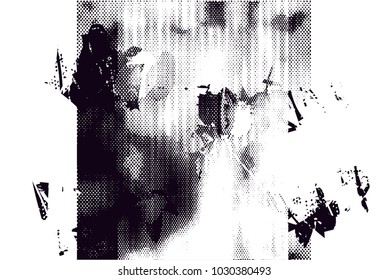 Distressed background in black and white texture with  dark spots, scratches and lines. Abstract vector illustration