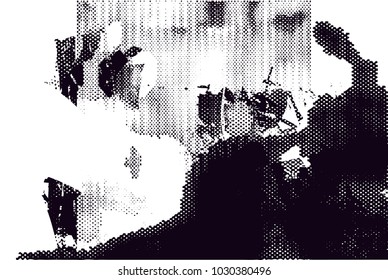 Distressed background in black and white texture with  dark spots, scratches and lines. Abstract vector illustration