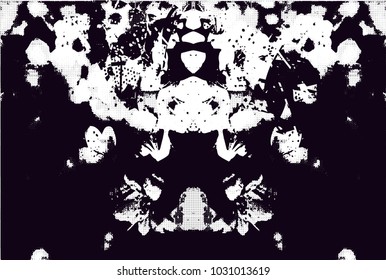 Distressed background in black and white texture with  blossom, dark spots, scratches and lines. Abstract vector illustration