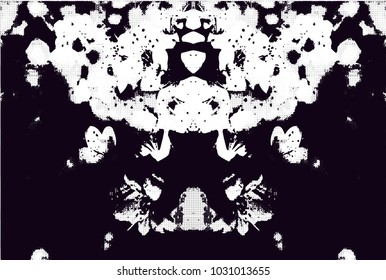 Distressed background in black and white texture with  blossom, dark spots, scratches and lines. Abstract vector illustration