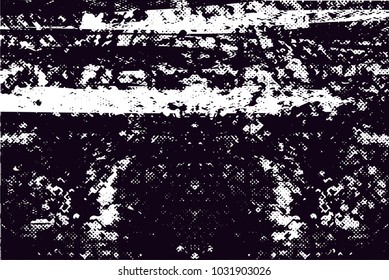 Distressed background in black and white texture with  dark spots, scratches and lines. Abstract vector illustration