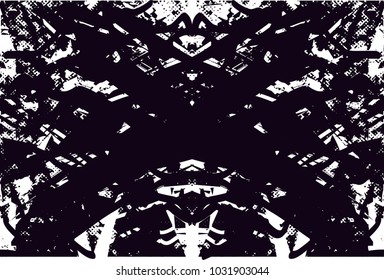 Distressed background in black and white texture with  dark spots, scratches and lines. Abstract vector illustration