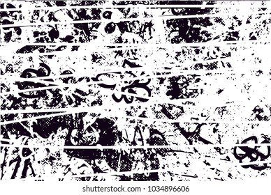 Distressed background in black and white texture with  dark spots, scratches and lines. Abstract vector illustration