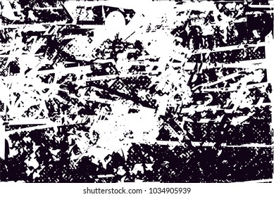 Distressed background in black and white texture with  dark spots, scratches and lines. Abstract vector illustration