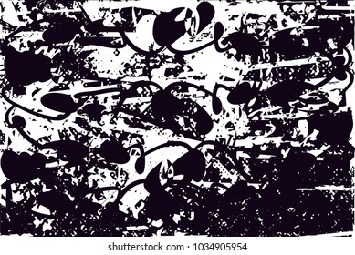 Distressed background in black and white texture with  dark spots, scratches and lines. Abstract vector illustration