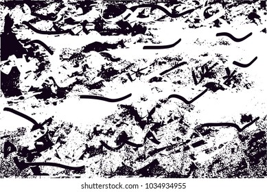 Distressed background in black and white texture with  dark spots, scratches and lines. Abstract vector illustration