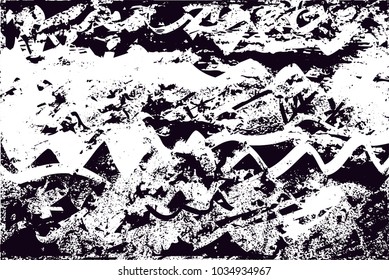 Distressed background in black and white texture with  dark spots, scratches and lines. Abstract vector illustration