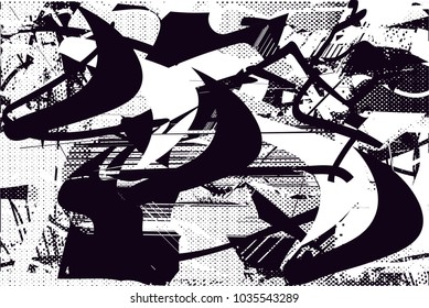 Distressed background in black and white texture with  dark spots, scratches and lines. Abstract vector illustration
