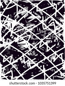 Distressed background in black and white texture with  dark spots, scratches and lines. Abstract vector illustration