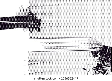 Distressed background in black and white texture with  dark spots, scratches and lines. Abstract vector illustration