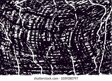 Distressed background in black and white texture with  dark spots, scratches and lines. Abstract vector illustration