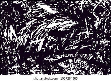 Distressed background in black and white texture with  dark spots, scratches and lines. Abstract vector illustration