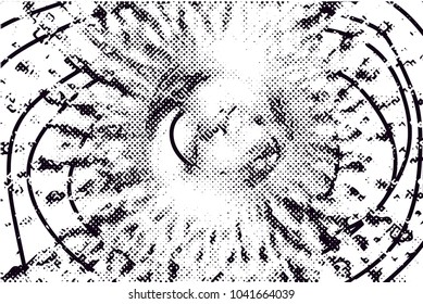 Distressed background in black and white texture with  dark spots, scratches and lines. Abstract vector illustration