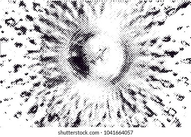 Distressed background in black and white texture with  dark spots, scratches and lines. Abstract vector illustration