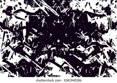Distressed background in black and white texture with  dark spots, scratches and lines. Abstract vector illustration