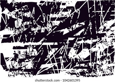 Distressed background in black and white texture with  dark spots, scratches and lines. Abstract vector illustration