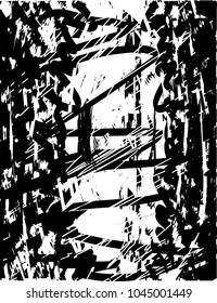 Distressed background in black and white texture with  dark spots, scratches and lines. Abstract vector illustration