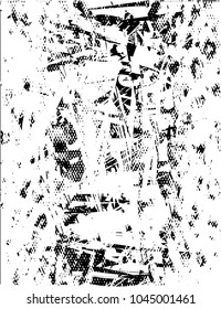 Distressed background in black and white texture with  dark spots, scratches and lines. Abstract vector illustration