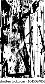 Distressed background in black and white texture with  dark spots, scratches and lines. Abstract vector illustration