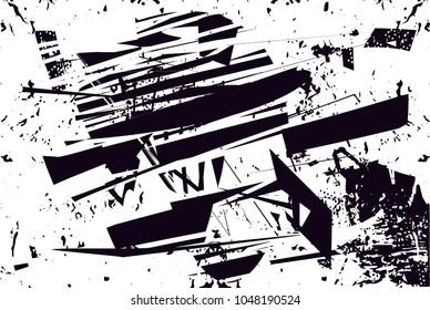 Distressed background in black and white texture with  dark spots, scratches and lines. Abstract vector illustration