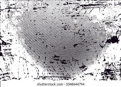 Distressed background in black and white texture with  dark spots, scratches and lines. Abstract vector illustration