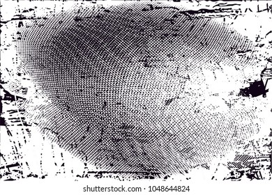 Distressed background in black and white texture with  dark spots, scratches and lines. Abstract vector illustration