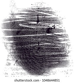 Distressed background in black and white texture with  dark spots, scratches and lines. Abstract vector illustration