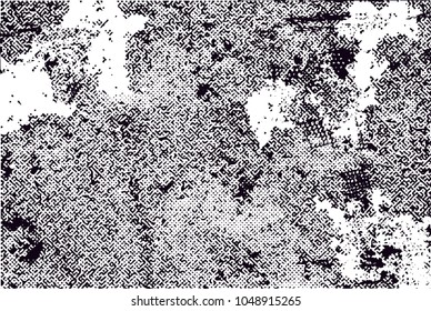 Distressed background in black and white texture with  dark spots, scratches and lines. Abstract vector illustration