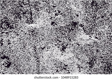 Distressed background in black and white texture with  dark spots, scratches and lines. Abstract vector illustration