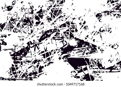 Distressed background in black and white texture with  dark spots, scratches and lines. Abstract vector illustration