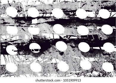 Distressed background in black and white texture with  dark spots, scratches and lines. Abstract vector illustration