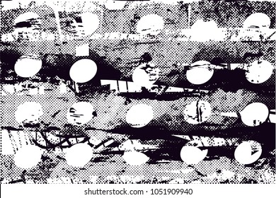 Distressed background in black and white texture with  dark spots, scratches and lines. Abstract vector illustration