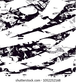 Distressed background in black and white texture with  dark spots, scratches and lines. Abstract vector illustration