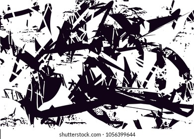 Distressed background in black and white texture with  dark spots, scratches and lines. Abstract vector illustration