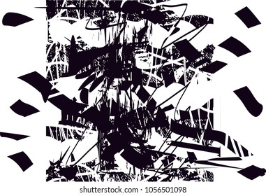 Distressed background in black and white texture with  dark spots, scratches and lines. Abstract vector illustration