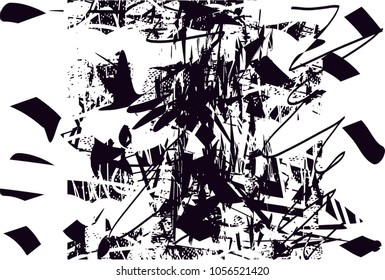 Distressed background in black and white texture with  dark spots, scratches and lines. Abstract vector illustration